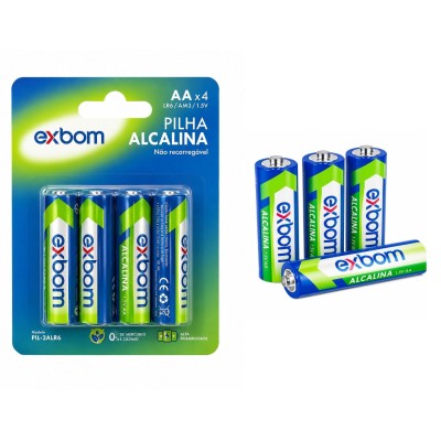 BATERIA PILHA AA 1.5V  ALCALINA C/4   EXBOM 2ALR6