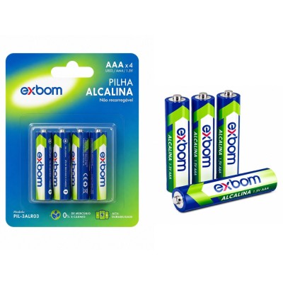 BATERIA PILHA AAA 1.5V  ALCALINA C/4   EXBOM 3ALR03
